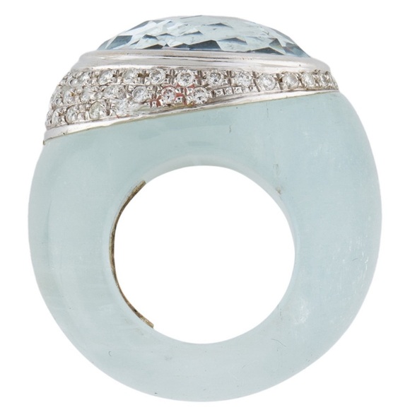 Balocchi Preziosi 18K Aquamarine & Diamond
Cocktail Ring Size: 4 - Picture 4 of 5